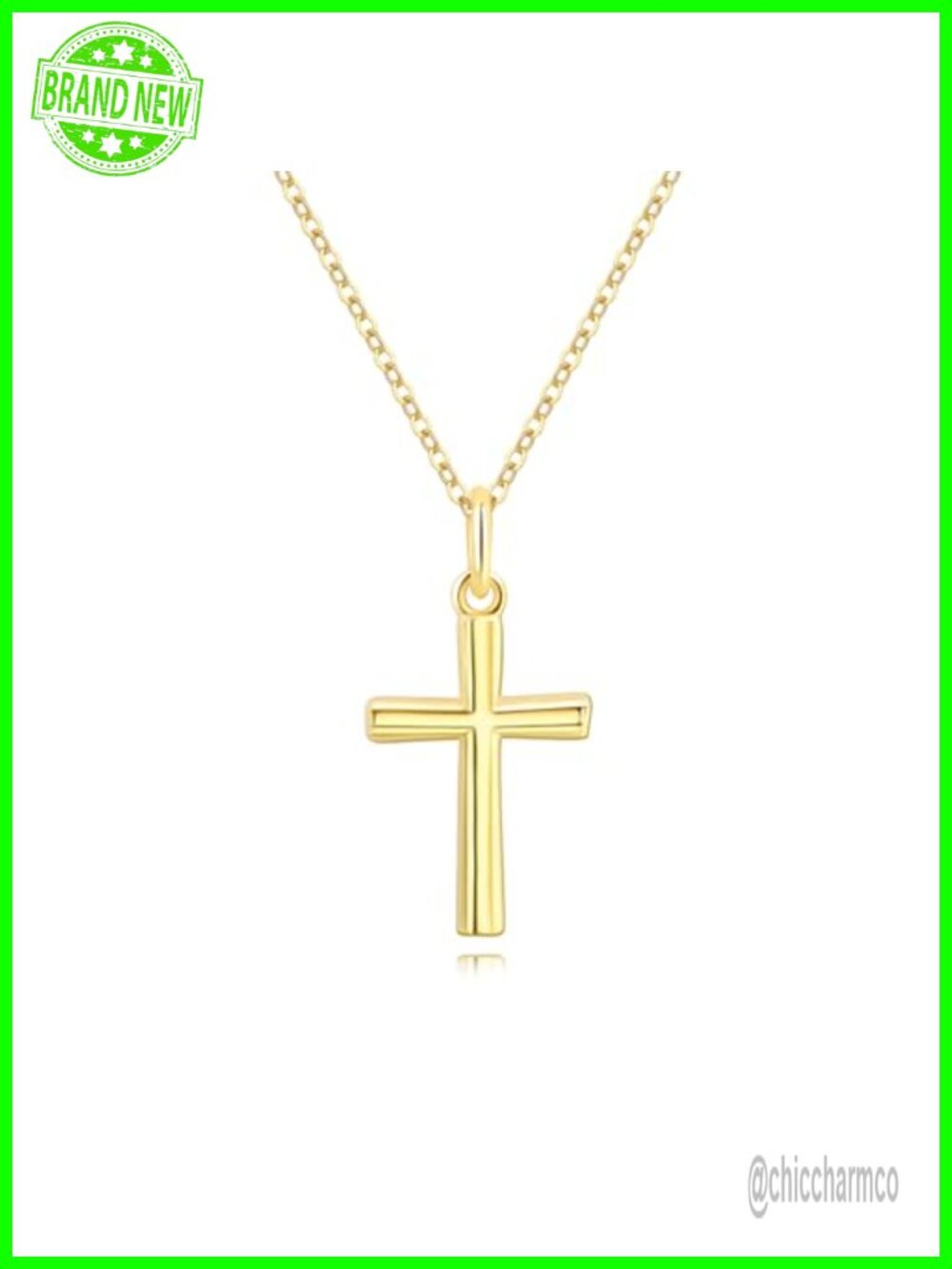 14K Gold Plated Cross Pendant Necklace Dainty Minimalist Chain